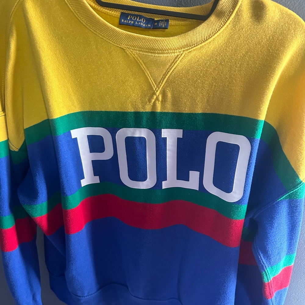Polo by Ralph Lauren Yellow and Blue Crewneck Sweater